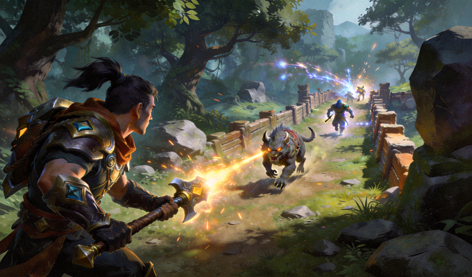 DOTA2三号位英雄在野区拉怪并寻找切入时机的游戏画面